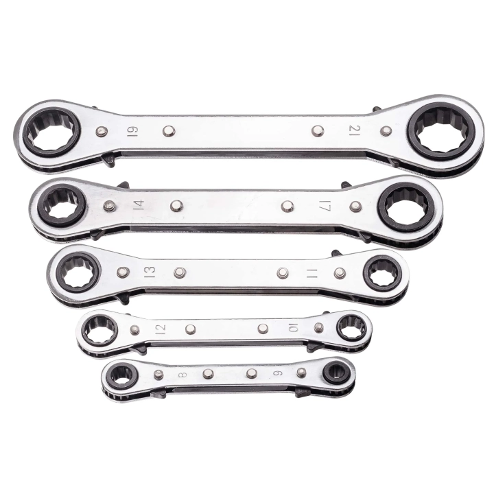 ZESTAW KLUCZY OCZKOWYCH Z GRZECHOTKĄ KLUCZE 6-21mm DWUSTRONNE 5szt