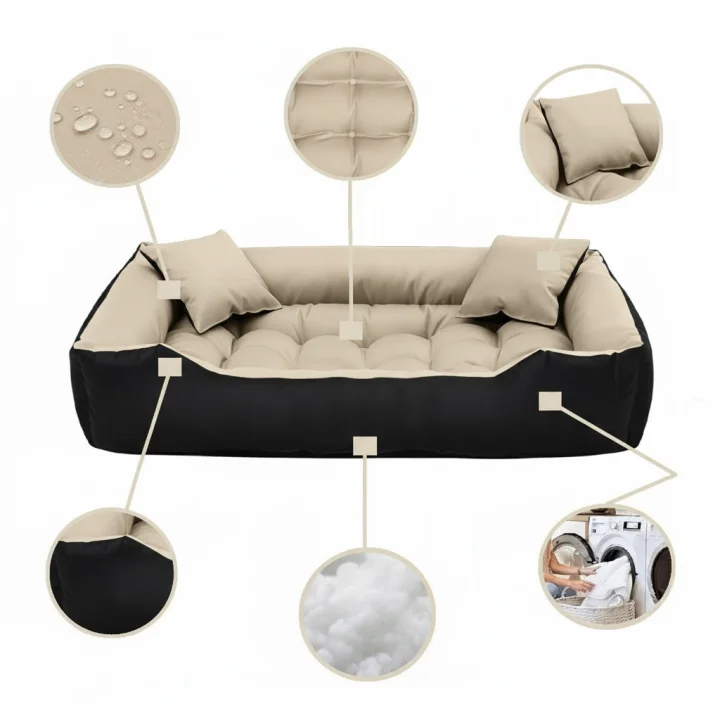 Legowisko dla psa kojec ECCO 130x105 cm wodoodporne beżowe