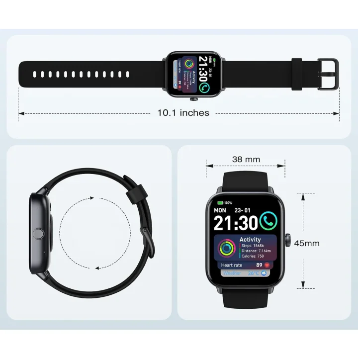 Smartwatch AEAC IDW19, 1,8-calowy, 110 trybów, IP68, czarny
