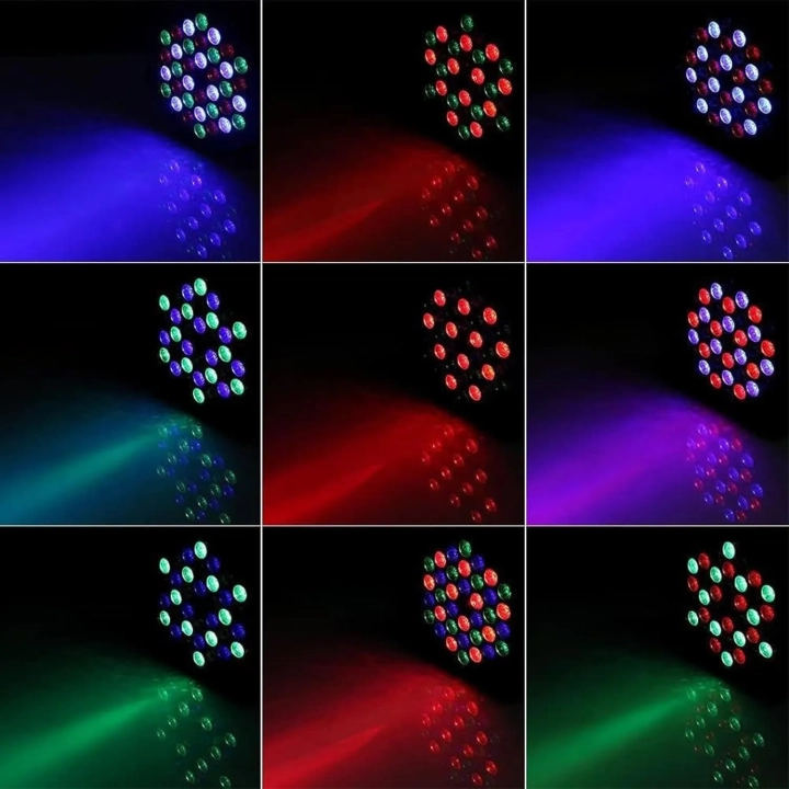 Lampy LED Disco RGB ZQ01104 oświetlenie dyskotekowe 7 trybów zestaw 4 szt.