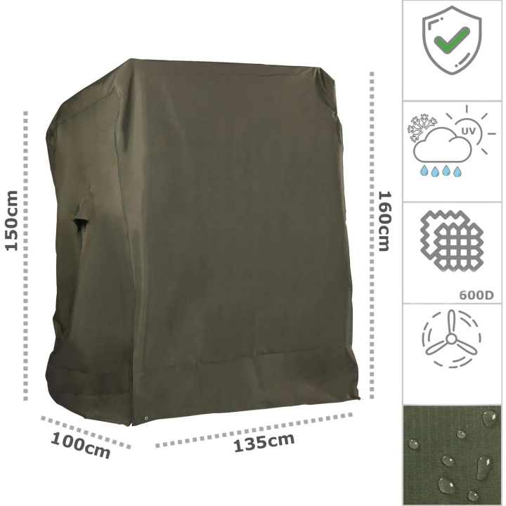 Pokrowiec na leżak plażowy 130 cm Hanse Oxford 600D zielony zimowy