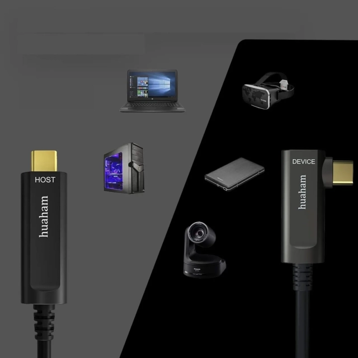 Huaham Fibre Optic USB C do kabla USB C Kabel w prawo 10 m długości transmisji Slim Slim 3,1