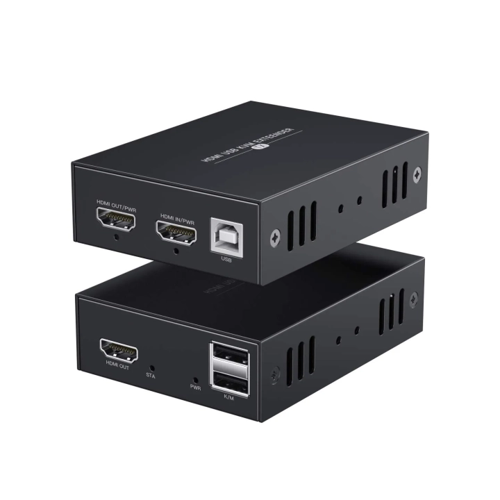Przedłużacz PWAYTEK HDMI KVM USB zaawansowany extender sygnału do sterowania komputerem na odległość