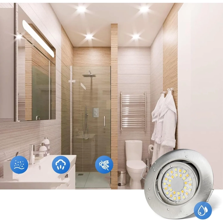 Reflektory LED wpuszczane cloksh 5W IP44 regulowane 12 szt. do łazienki i kuchni