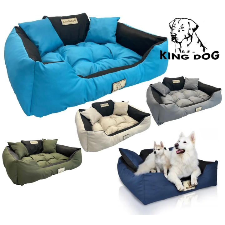 Legowisko dla psa kojec KINGDOG 130x105 cm personalizowane wodoodporne niebieskie