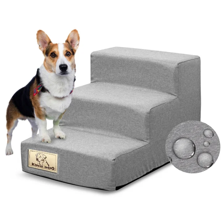 Schody 3 stopniowe rozbieralne, antyslip 45x30x30 cm len szary