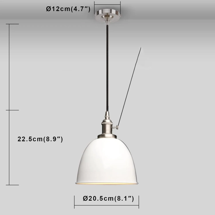 Lampa wisząca Phansthy półokrągła biała metalowa vintage loft styl nowoczesny