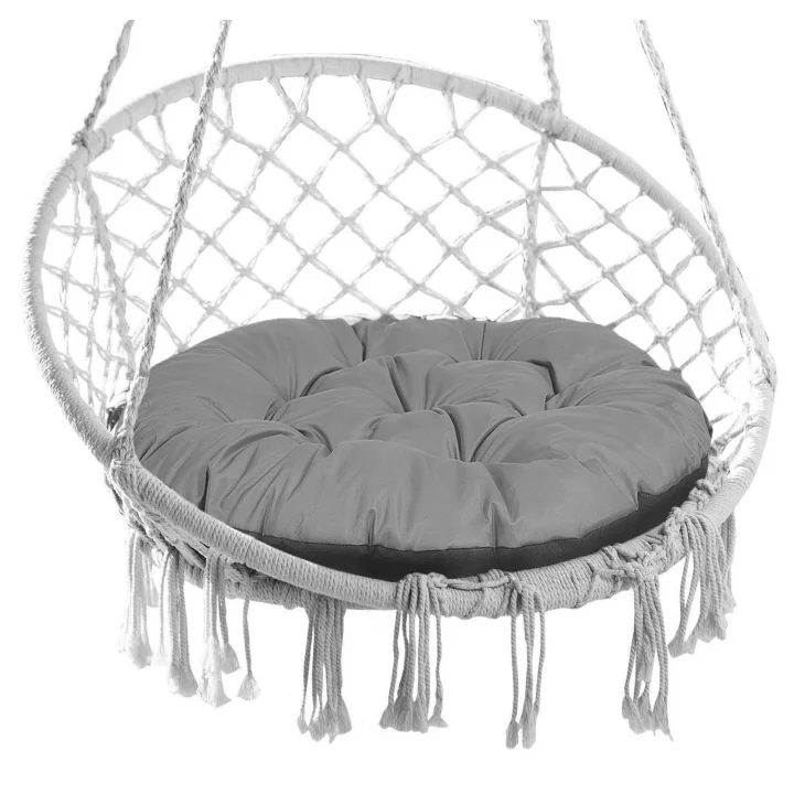 Poduszka ogrodowa 65 cm na krzesło wiszące bocianie gniazdo wodoodporna szara