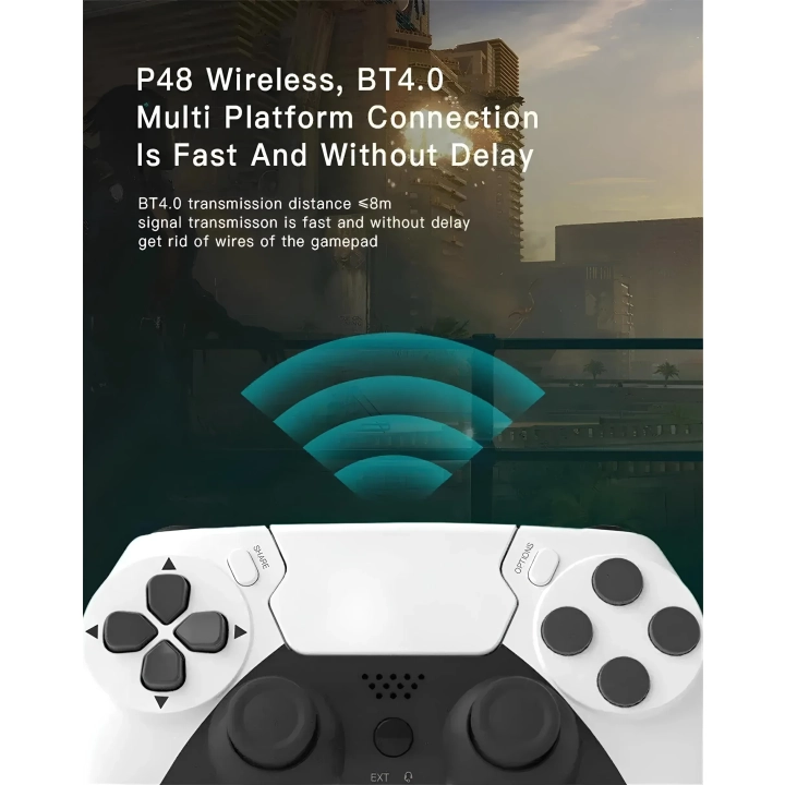Bezprzewodowy gamepad GAMINJA P48 do PS4/PS3 PC kontroler z wibracjami i trybem turbo do konsol i komputera