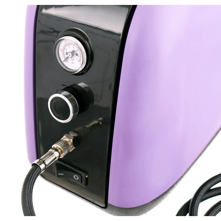 Cichy Kompresor Modelarski HS-386 Auto Stop Wentylator Filtr Aerograf 0,3mm