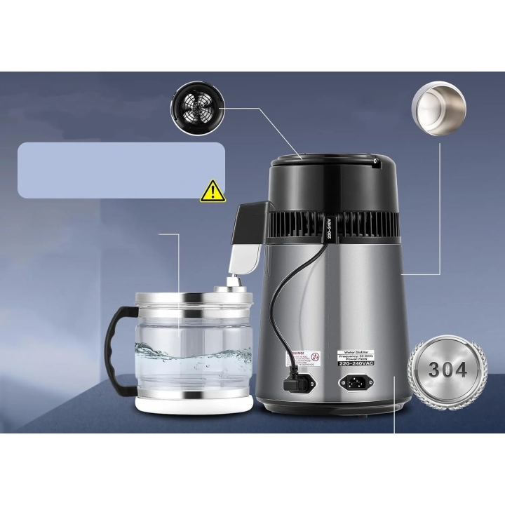 UŻYWANA Destylator wody Hanchen, stal nierdzewna 304, 750 W, 4 l, ciemnoszara