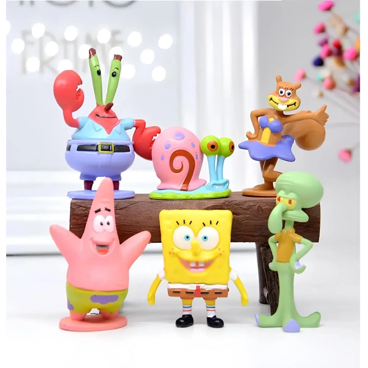 Zestaw figurek SpongeBob Kanciastoporty 6 szt. postacie z bajki SpongeBob do zabawy i kolekcji wysokiej jakości wykonanie