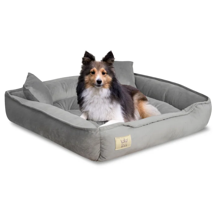 Legowisko dla psa kojec 75x65 cm welur szary