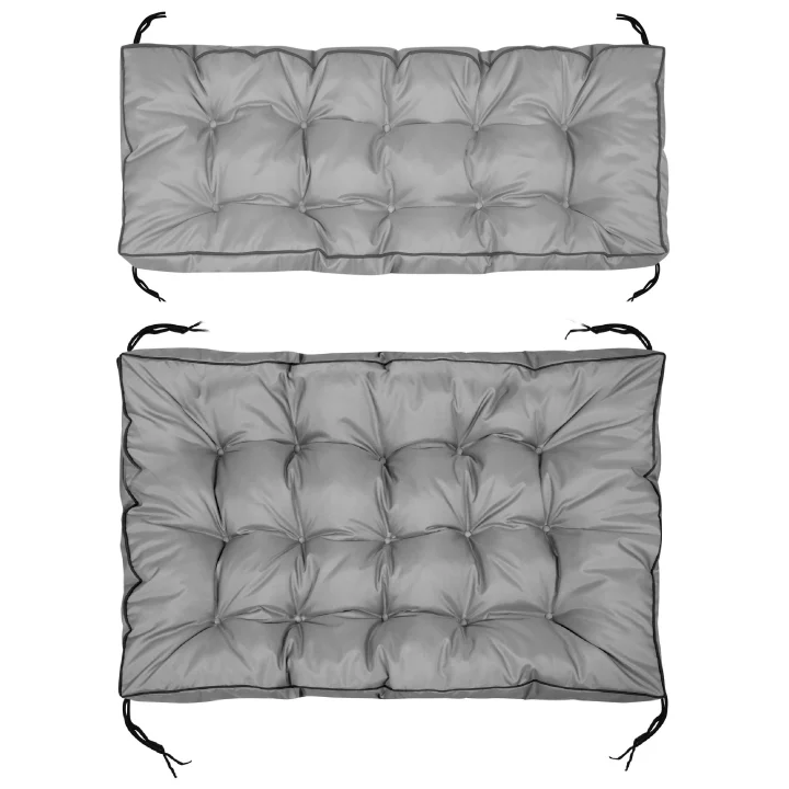 Zestaw Poduszka ogrodowa z wysokim bokiem 120/80 cm + 120/40 cm na ławkę palety wodoodporna szara