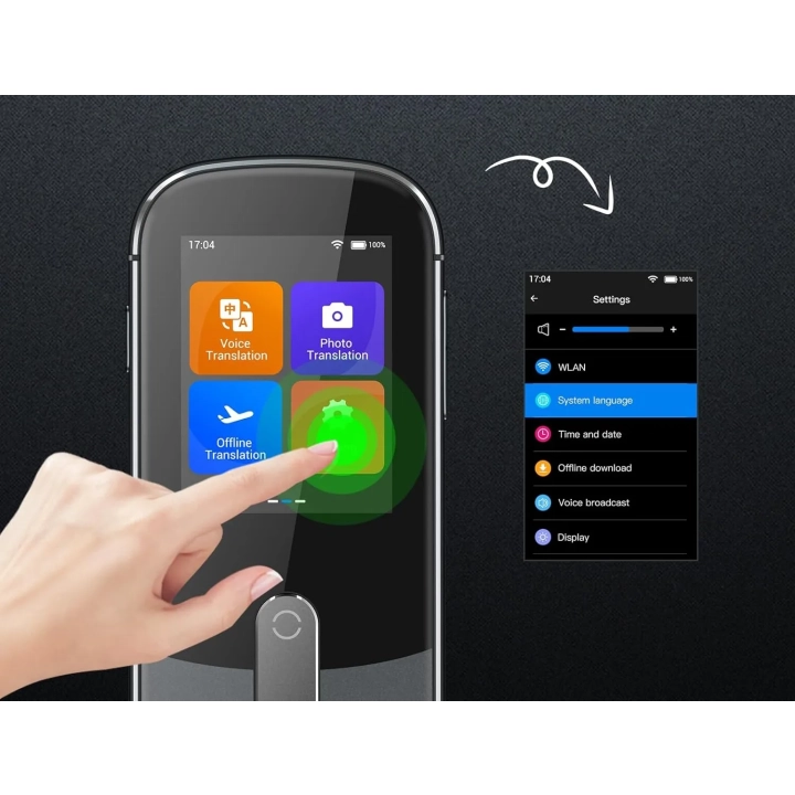 UŻYWANE Translator elektroniczny offline W09 PRO 144 języki foto bez WiFi szary