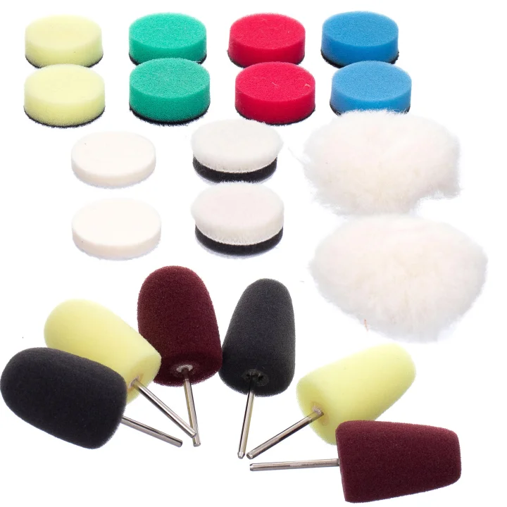 Zestaw Polerski Mini Detailing Polerka 24 el KIT Filce Gąbki Futra Pady