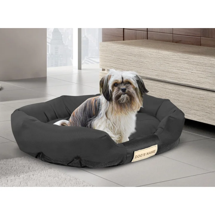 Legowisko dla psa 75x50 cm personalizowane wodoodporne czarne
