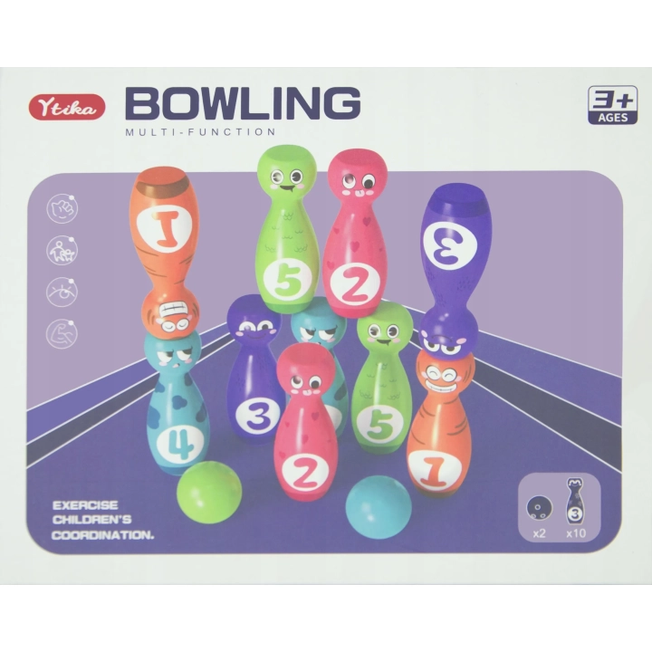 GRA ZRĘCZNOŚCIOWA W KRĘGLE ZESTAW DO GRY W KRĘGLE 10 KRĘGLI 2 KULE BOWLING