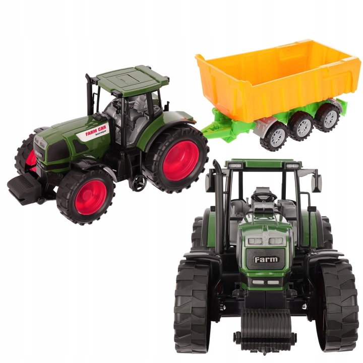 TRAKTOR Z PRZYCZEPĄ KIPER WYWROTKA OTWIERANA PRZYCZEPA 54 cm