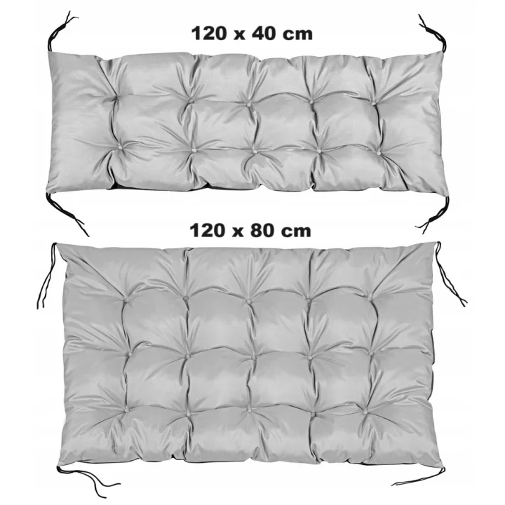 Zestaw Poduszka ogrodowa 120/80 cm + 120/40 cm na ławkę palety wodoodporna jasnoszara