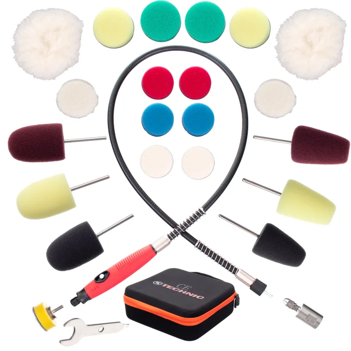 Zestaw Polerski Mini Detailing Polerka 24 el KIT Filce Gąbki Futra Pady