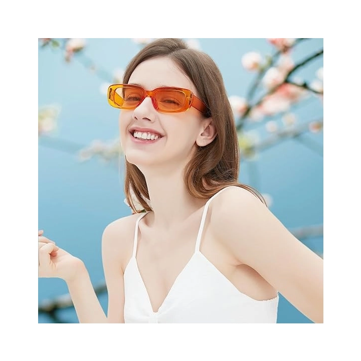 Okulary przeciwsłoneczne retro prostokątne RUNHUIS unisex małe kwadratowe vintage