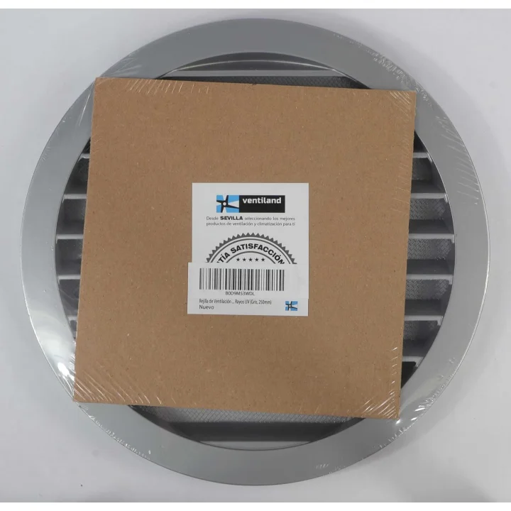 Kratka wentylacyjna aluminiowa 250mm szara z siatką do łazienki/kuchni