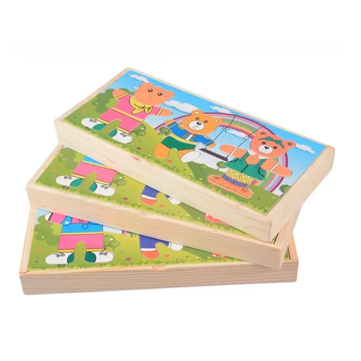 DREWNIANA UKŁADANKA PUZZLE UBIERANKA EMOCJE MINY RODZINA MISIÓW 47 EL.