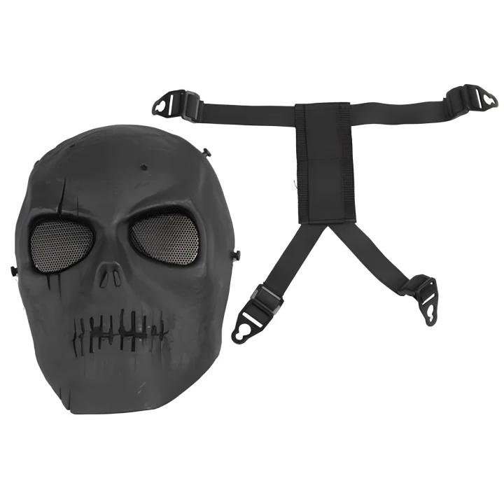 Czarna maska-sh helmet RESTEQ do airsoftu i motocykli na Halloween