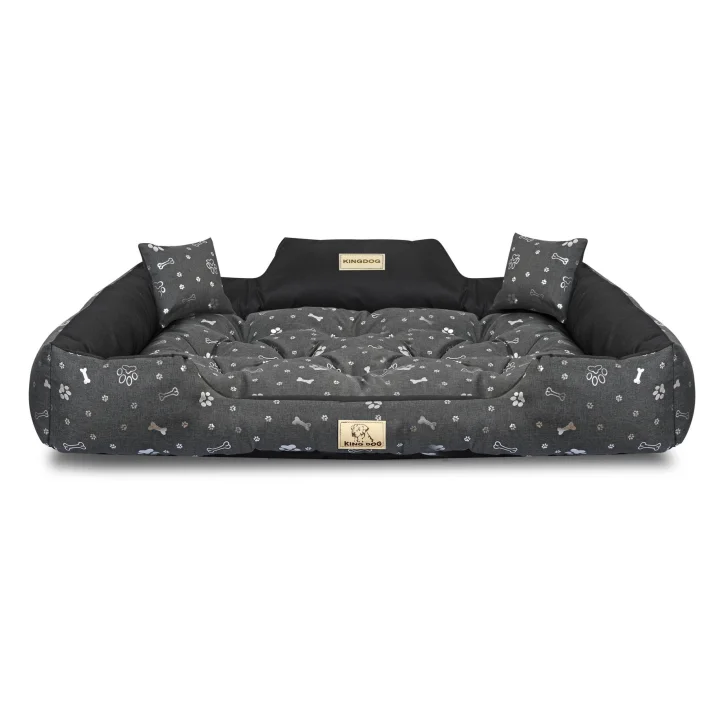 Legowisko dla psa kojec KINGDOG 115x95 cm personalizowane wodoodporne kości srebrne
