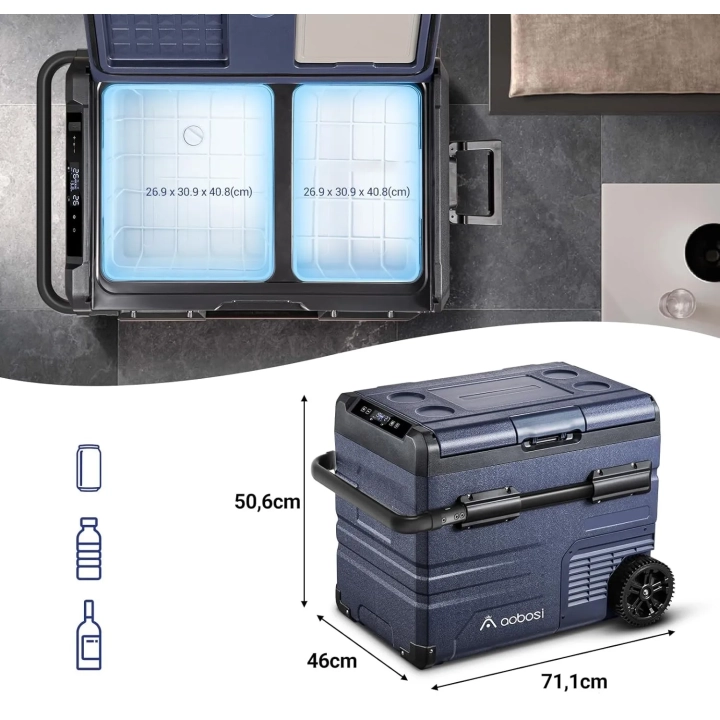 Lodówka kompresorowa AAOBOSI 45L Dual Zone z WiFi i sterowaniem POWYSTAWOWE