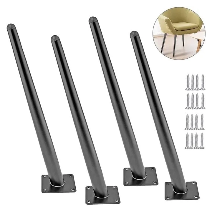 UŻYWANE Nogi do mebli metalowe 4 szt. 60 cm czarne do stołu / łóżka / szafy WingFly