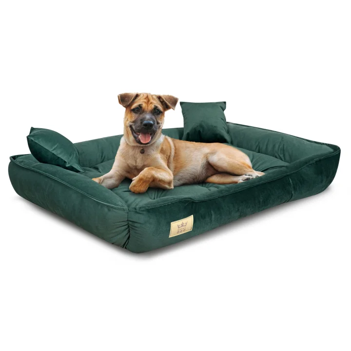 Legowisko dla psa kojec 75x65 cm welur ciemnozielony