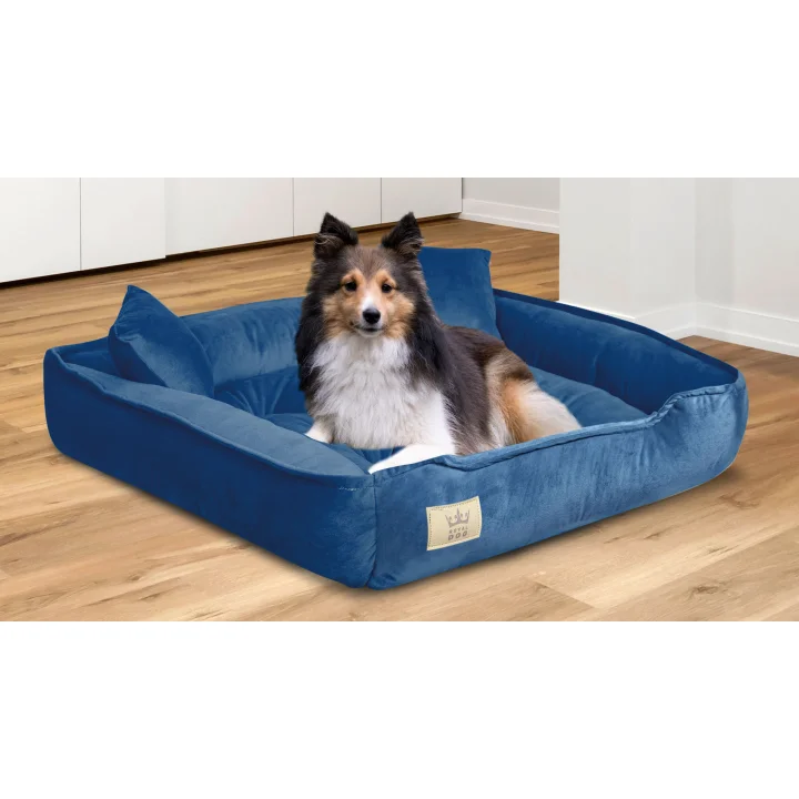 Legowisko dla psa kojec 75x65 cm welur niebieski