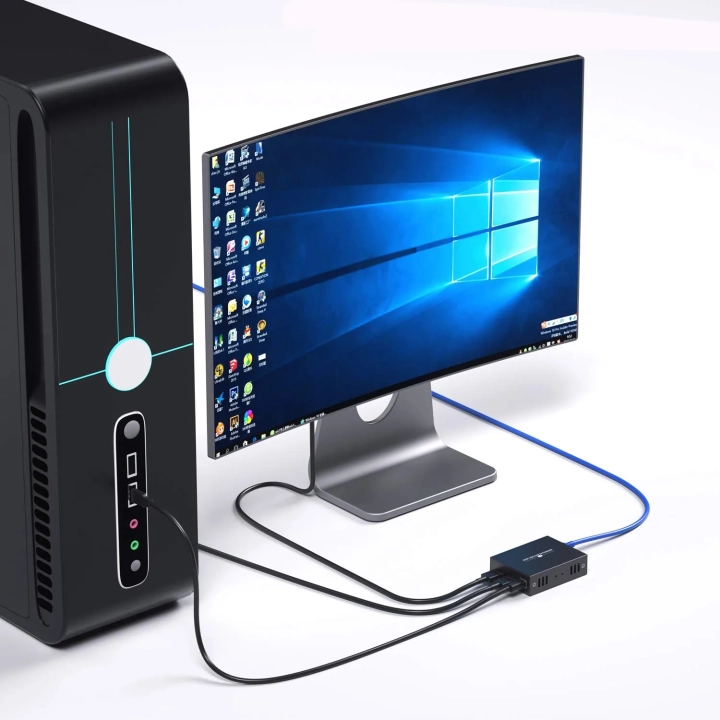 Przedłużacz PWAYTEK HDMI KVM USB zaawansowany extender sygnału do sterowania komputerem na odległość