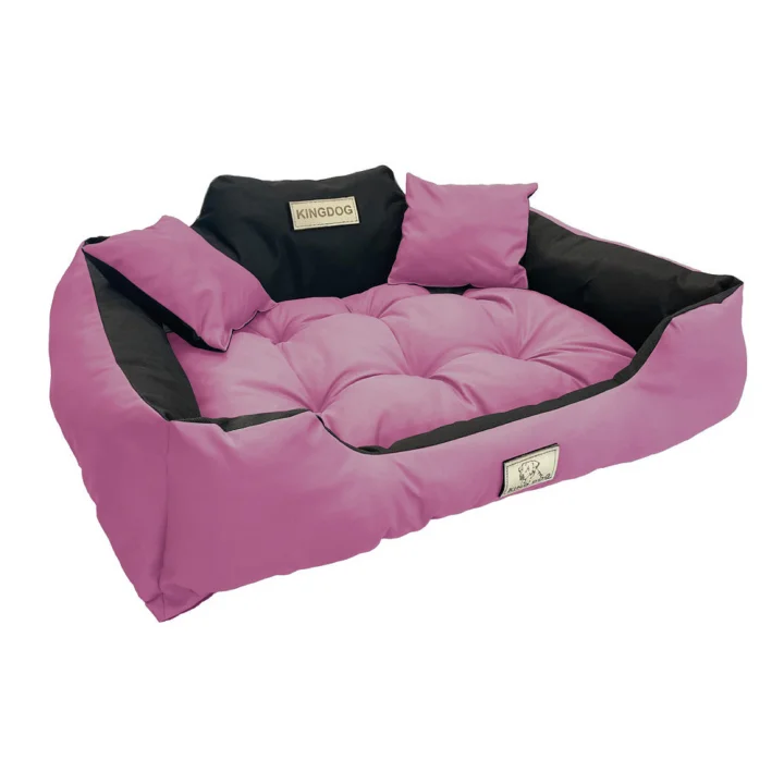 Legowisko dla psa kojec KINGDOG 75x65 cm personalizowane wodoodporne różowe