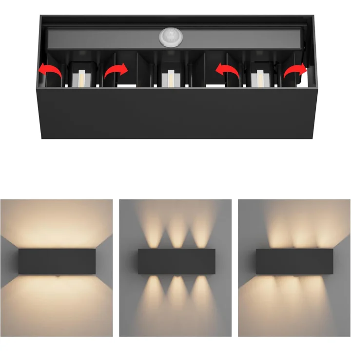 UŻYWANE Lampa ścienna 30W z czujnikiem ruchu Klighten A310/3-3000K 2 szt. IP65 antracyt
