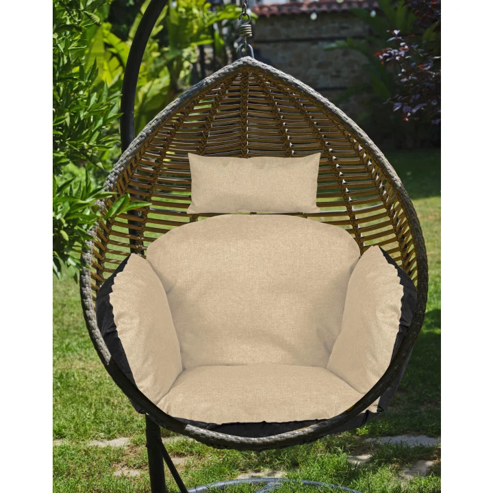 Poduszka ogrodowa 112x113 cm na krzesło wiszące bocianie gniazdo wodoodporna beżowa