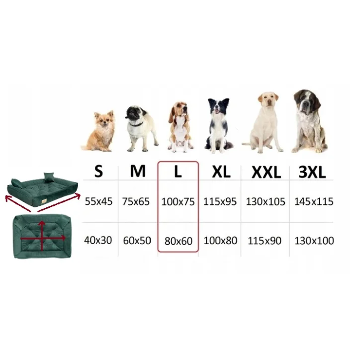 Legowisko dla psa kojec 100x75 cm welur ciemnozielony