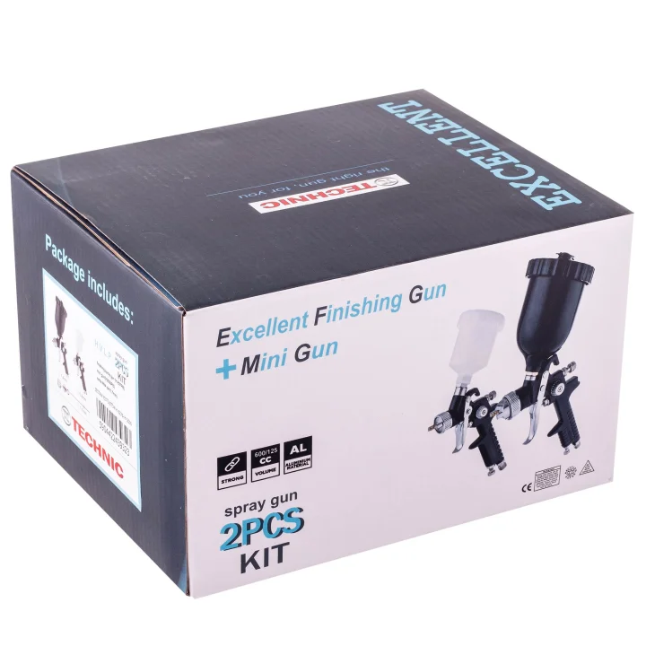 Pistolet Lakierniczy Zestaw 3x Dysza 0,8 1,4 1,7 HVLP do Malowania BLACK