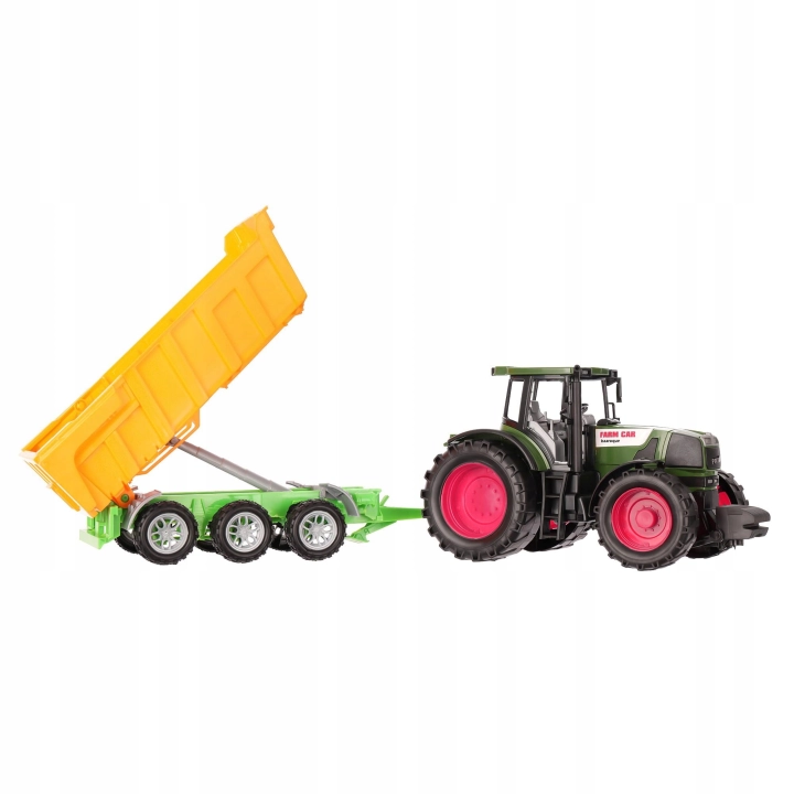 TRAKTOR Z PRZYCZEPĄ KIPER WYWROTKA OTWIERANA PRZYCZEPA 54 cm