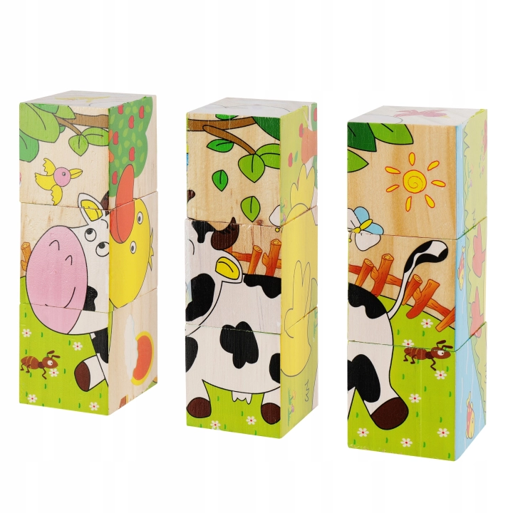 LT321 EDUKACYJNE DREWNIANE KLOCKI UKŁDANKA PUZZLE