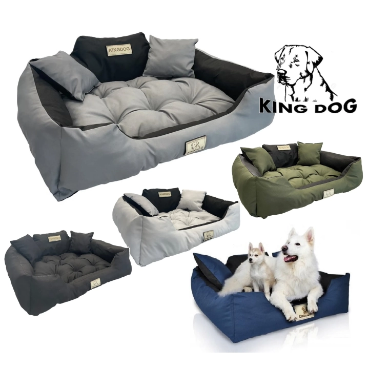Legowisko dla psa kojec KINGDOG 55x45 cm personalizowane wodoodporne ciemnoszare
