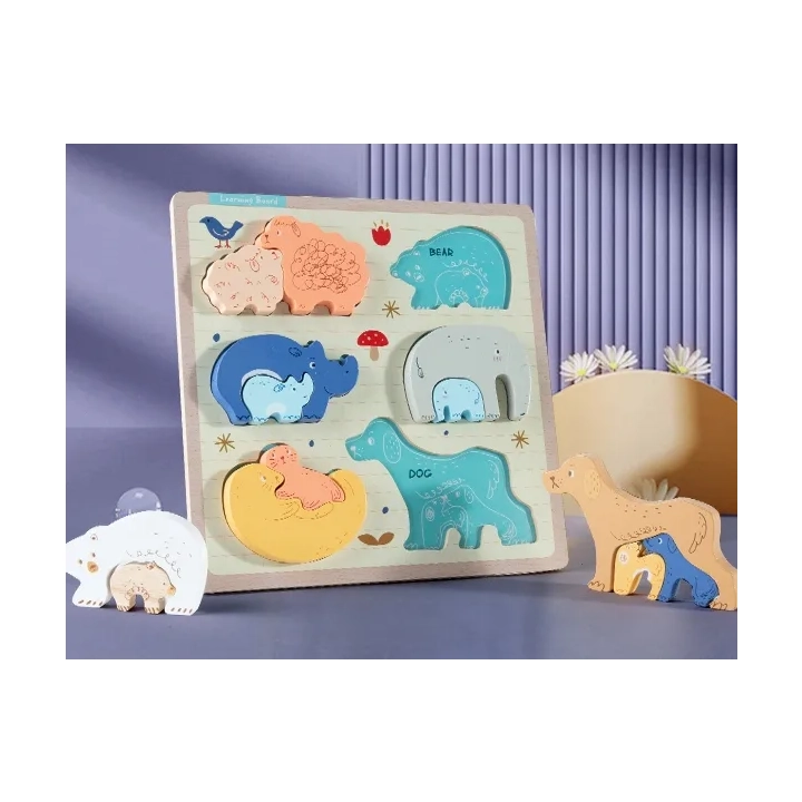 PUZZLE DREWNIANE EDUKACYJNE ZWIERZĘTA Z MŁODYMI ZKB-2053