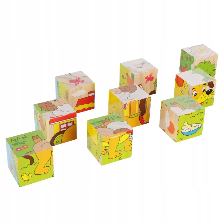 LT321 EDUKACYJNE DREWNIANE KLOCKI UKŁDANKA PUZZLE