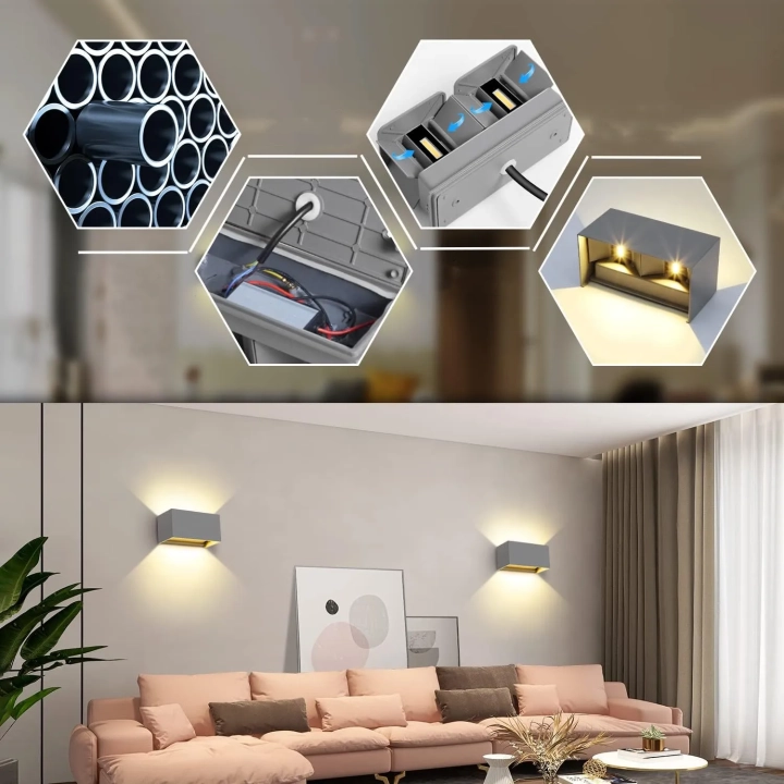 Lampa LED Kingwen, 20 W, ciepła biel 3000 K, IP65, szara, 4 szt.