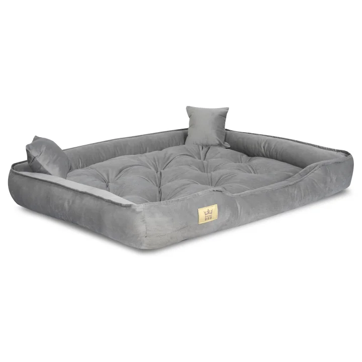 Legowisko dla psa kojec 130x105 cm welur szary