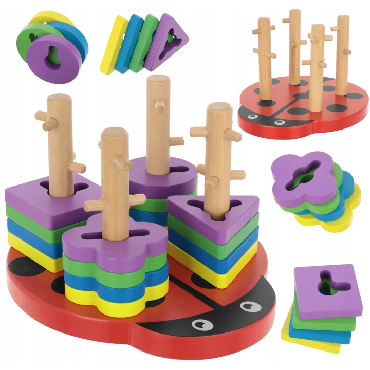 BIEDRONKA DREWNIANA UKŁADANKA MONTESSORI SORTER