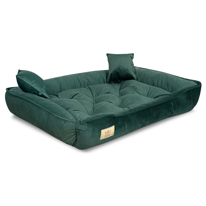 Legowisko dla psa kojec 100x75 cm welur ciemnozielony