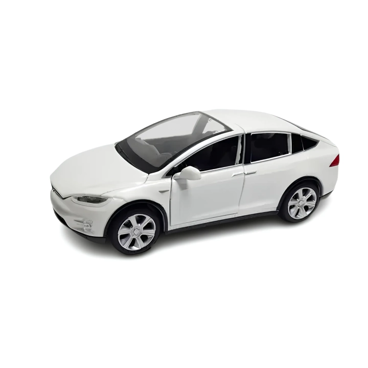 Model samochodu Tesla X90 1:32 biały miniatura elektrycznego auta z otwieranymi drzwiami